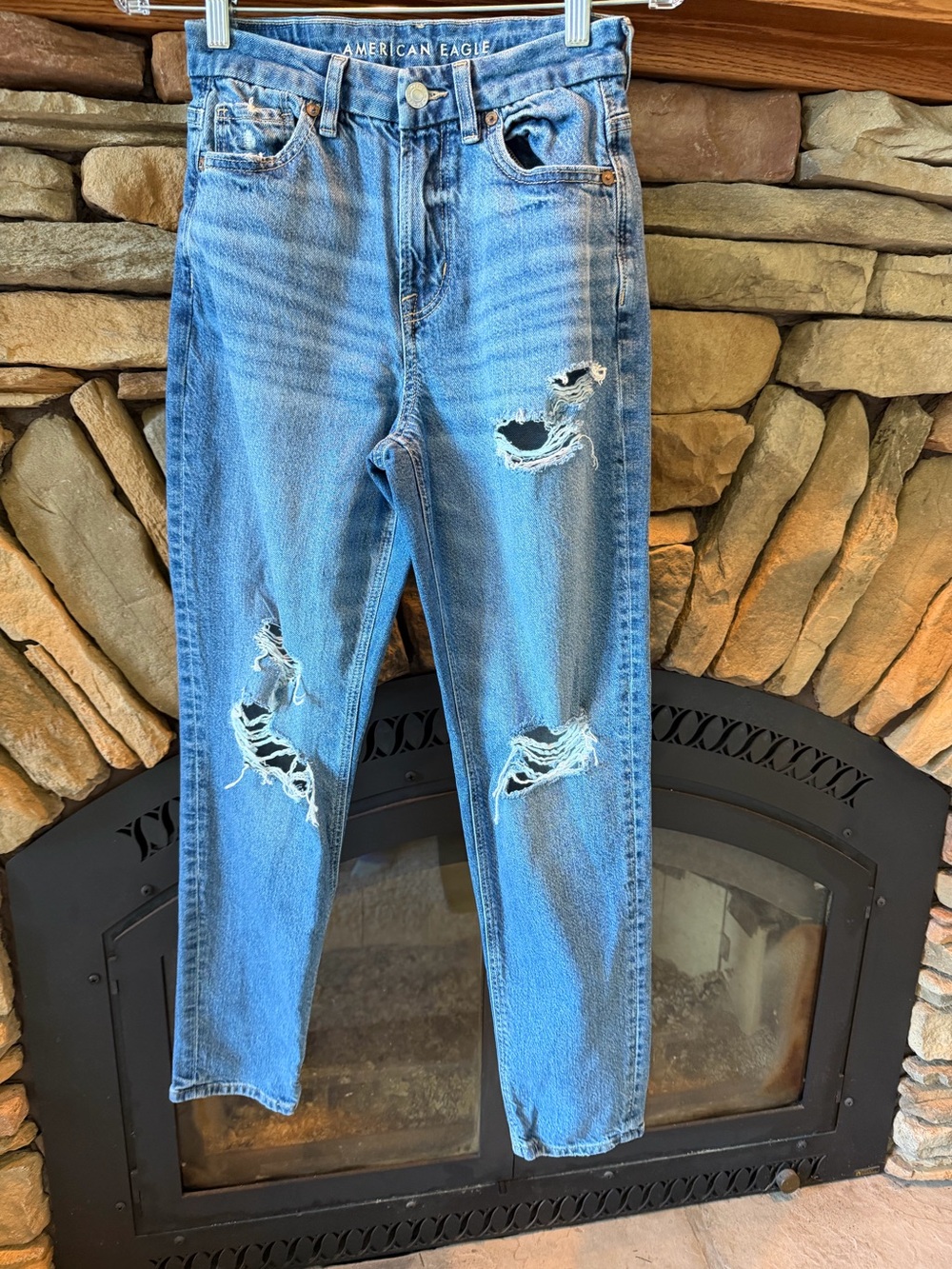 American Eagle Outfitters Medium Blue Distressed Boyfriend Jeans